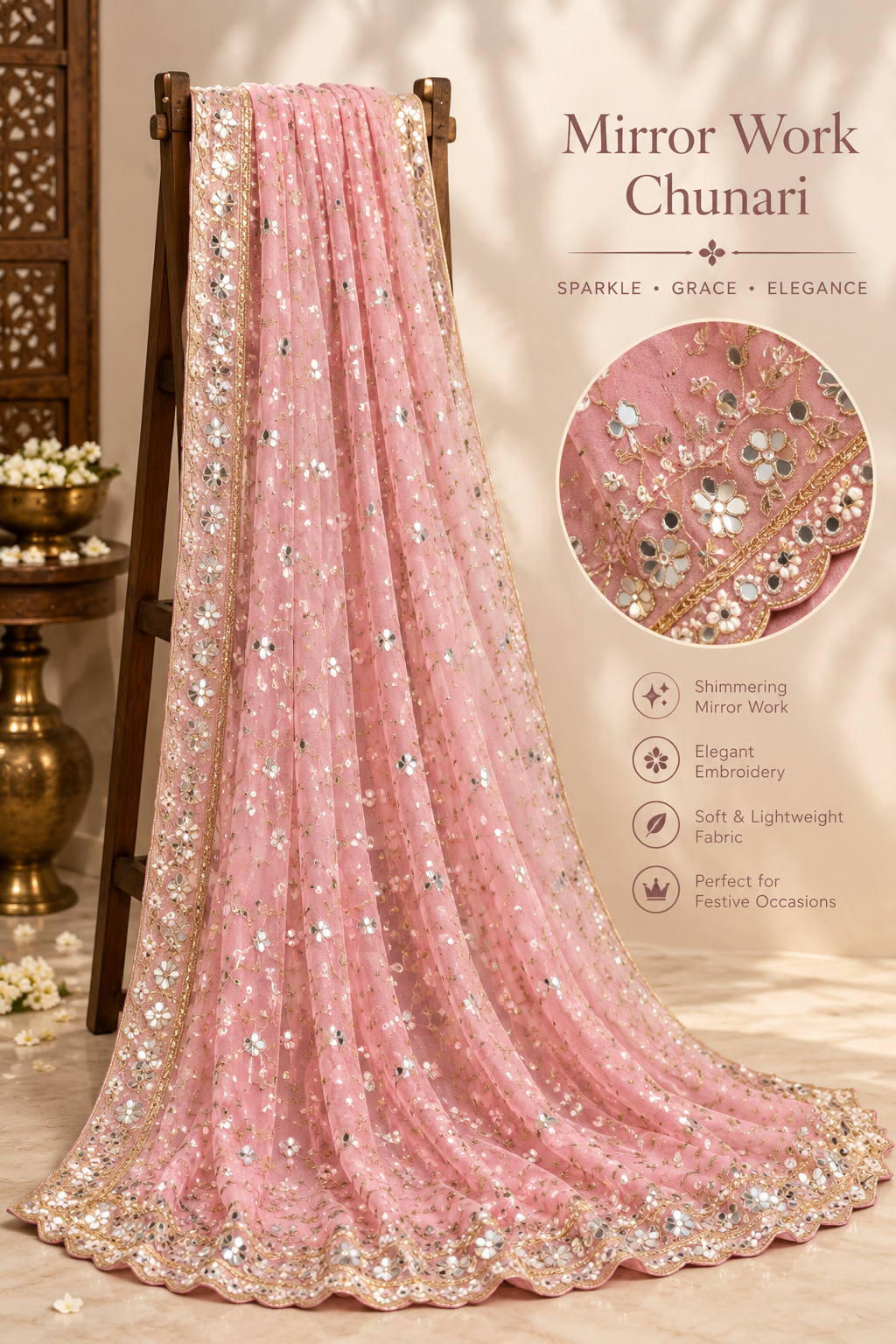 Bandhani Chunari, Mirror Work Chunari, Leheriya Chunari